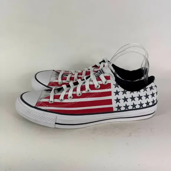 Converse Chuck Taylor All Star Low Sneakers Men's 11 White Red Stars & Stripes - Picture 5 of 10
